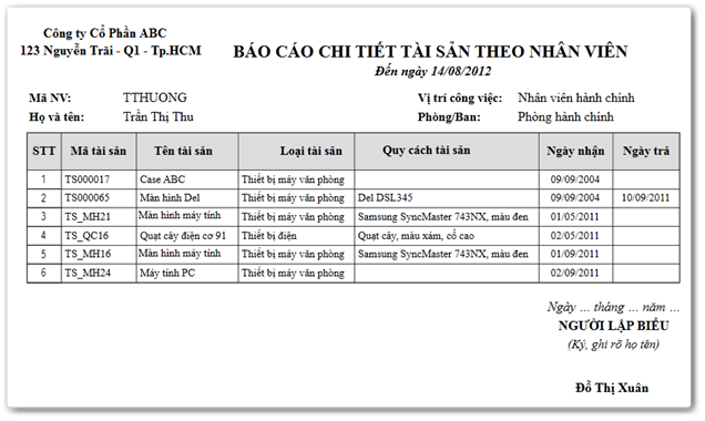 Quản lý tài sản cấp phát cho nhân viên trên MISA AMIS
