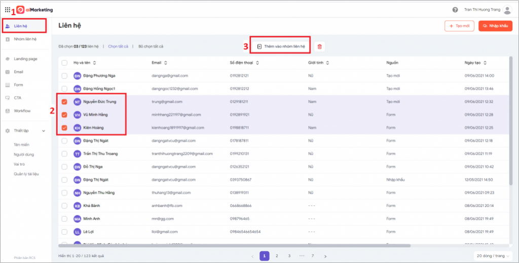 gửi email với aiMarketing AMIS CRM