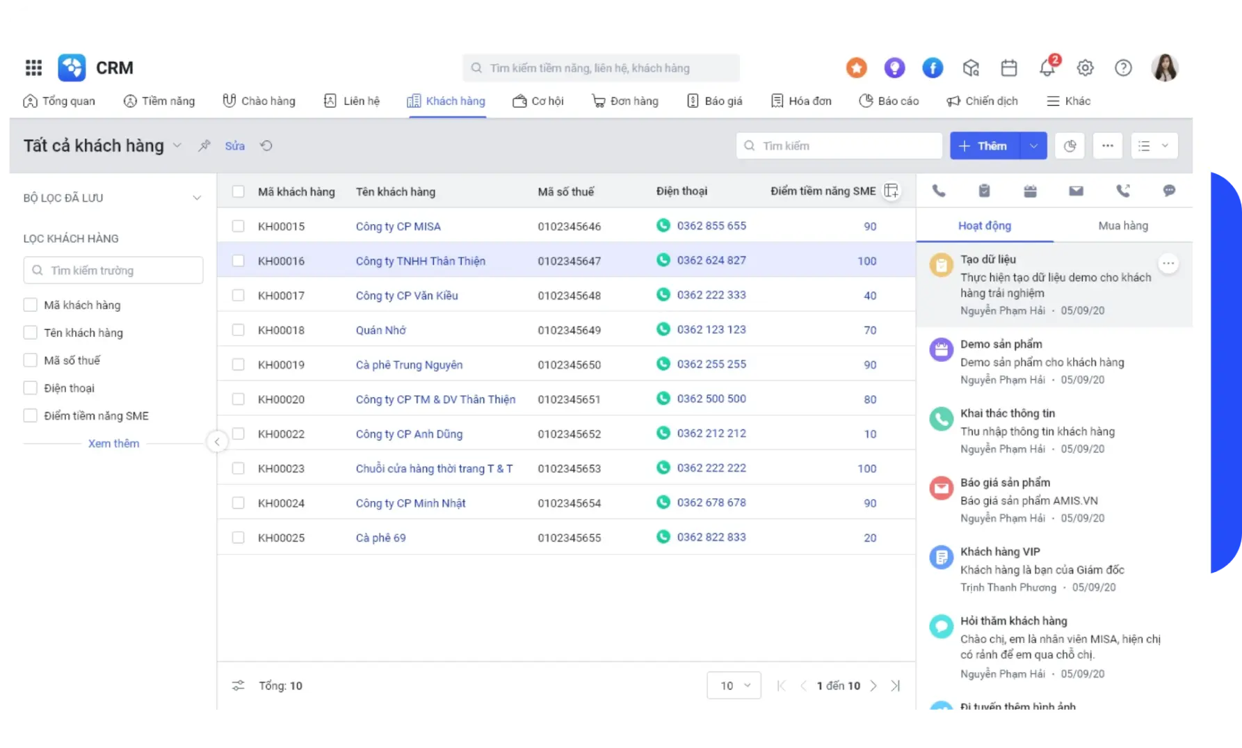 Chăm sóc khách hàng, lưu trữ dữ liệu cùng MISA AMIS CRM