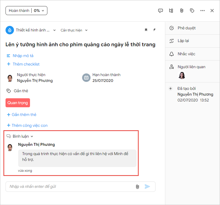 trao đổi công việc với cấp dưới