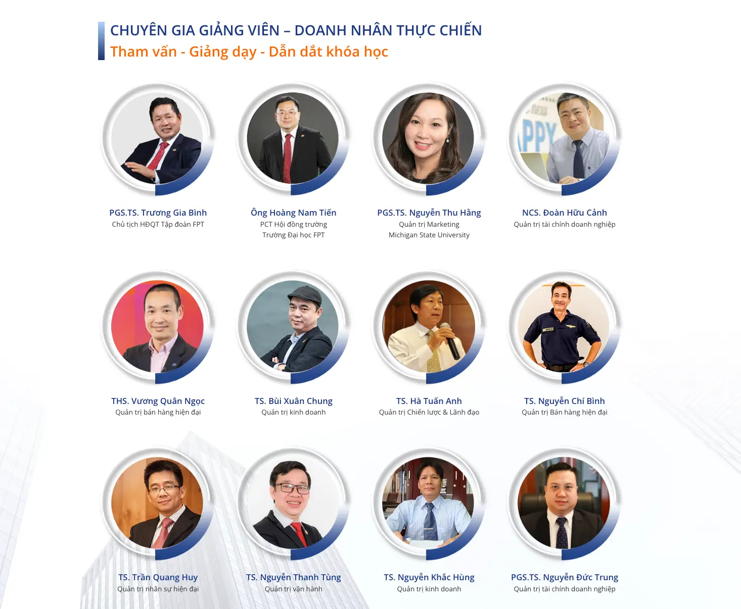 Đội ngũ giảng dạy Khoá học Global MiniMBA tại FPT