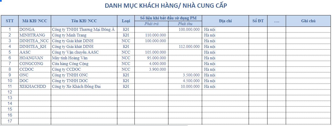 file excel quản lý công nợ