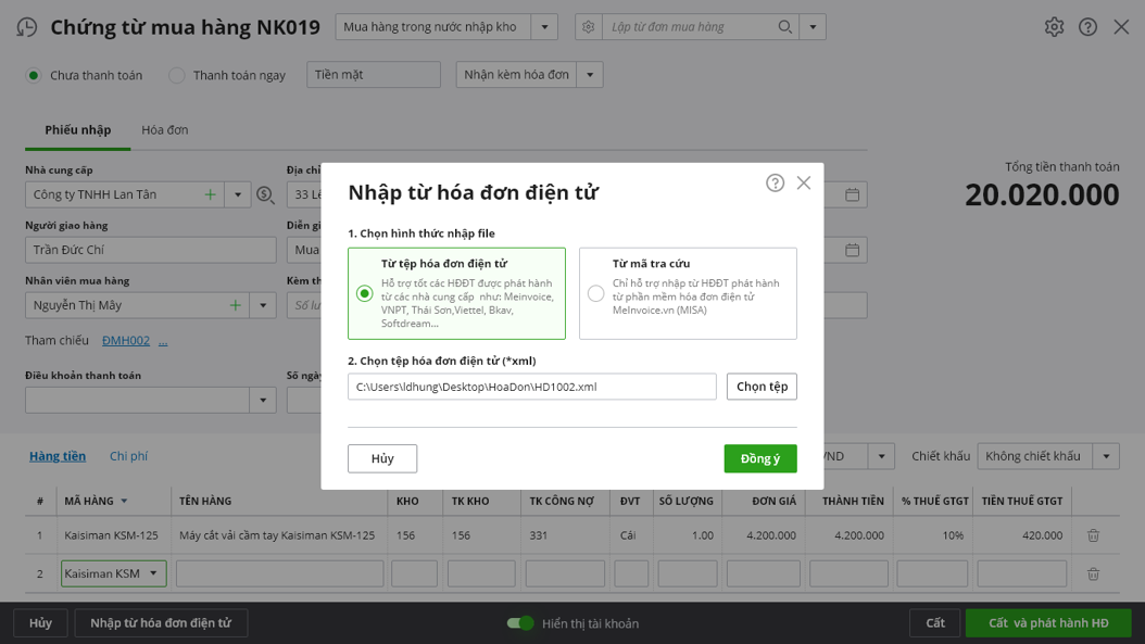 Phần mềm hỗ trợ tự động nhập liệu chứng từ