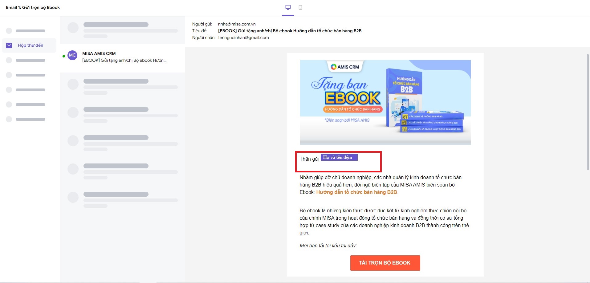 Sử dụng công cụ MISA AMIS aiMarketing để soạn email marketing cá nhân hóa chuyên nghiệp. Thử ngay miễn phí