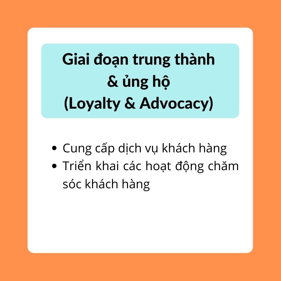 giai đoạn trung thành và ủng hộ của phễu marketing