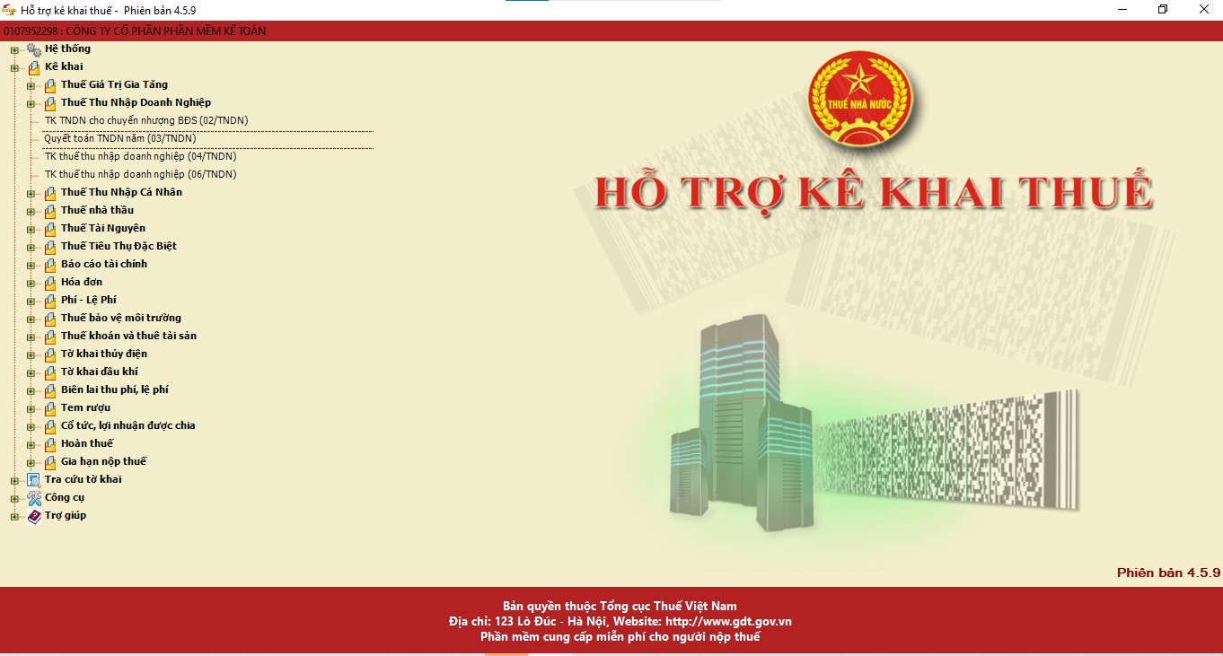 Chọn tờ khai Quyết toán thuế TNDN (03/TNDN)
