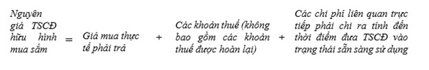 Công thức tính nguyên giá TSCĐ hữu hình mua sắm