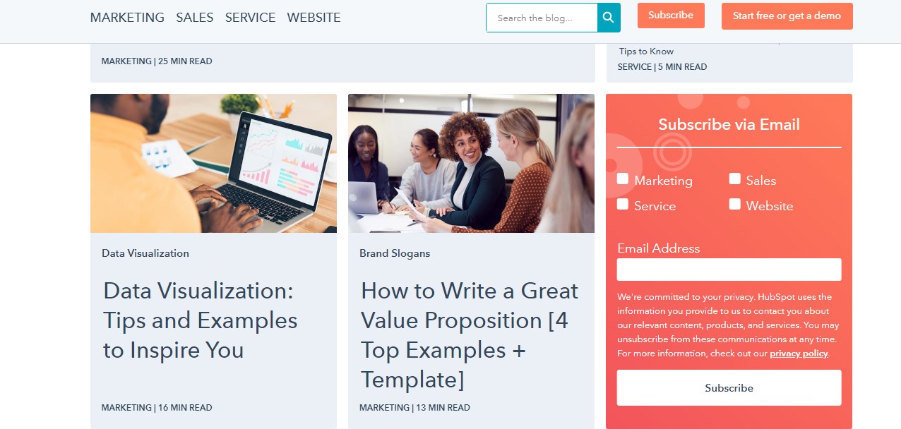 kênh blog của hubspot