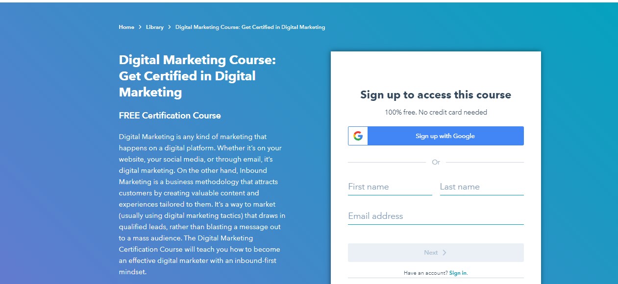 khóa học của hubspot