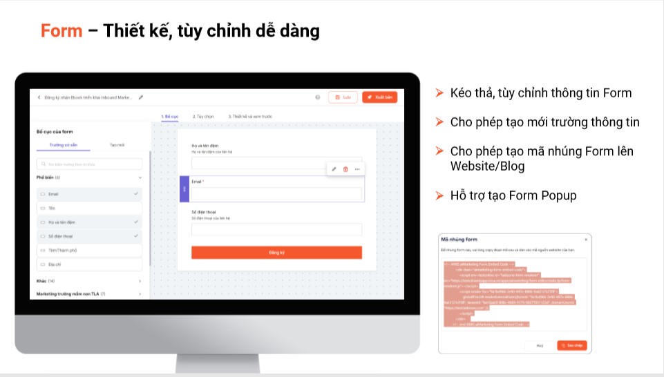 thiết kế form với AMIS aiMarketing