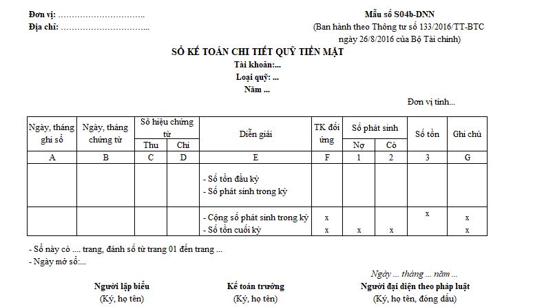 sổ quỹ tiền mặt