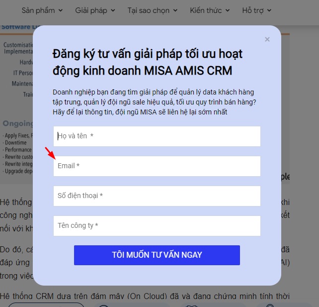 cách thu thập email khách hàng bằng form popup