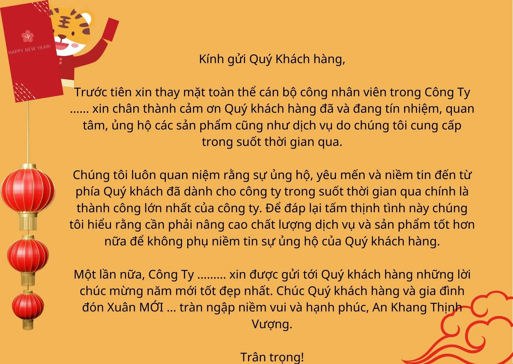 Mẫu email chúc Tết khách hàng hay nhất 