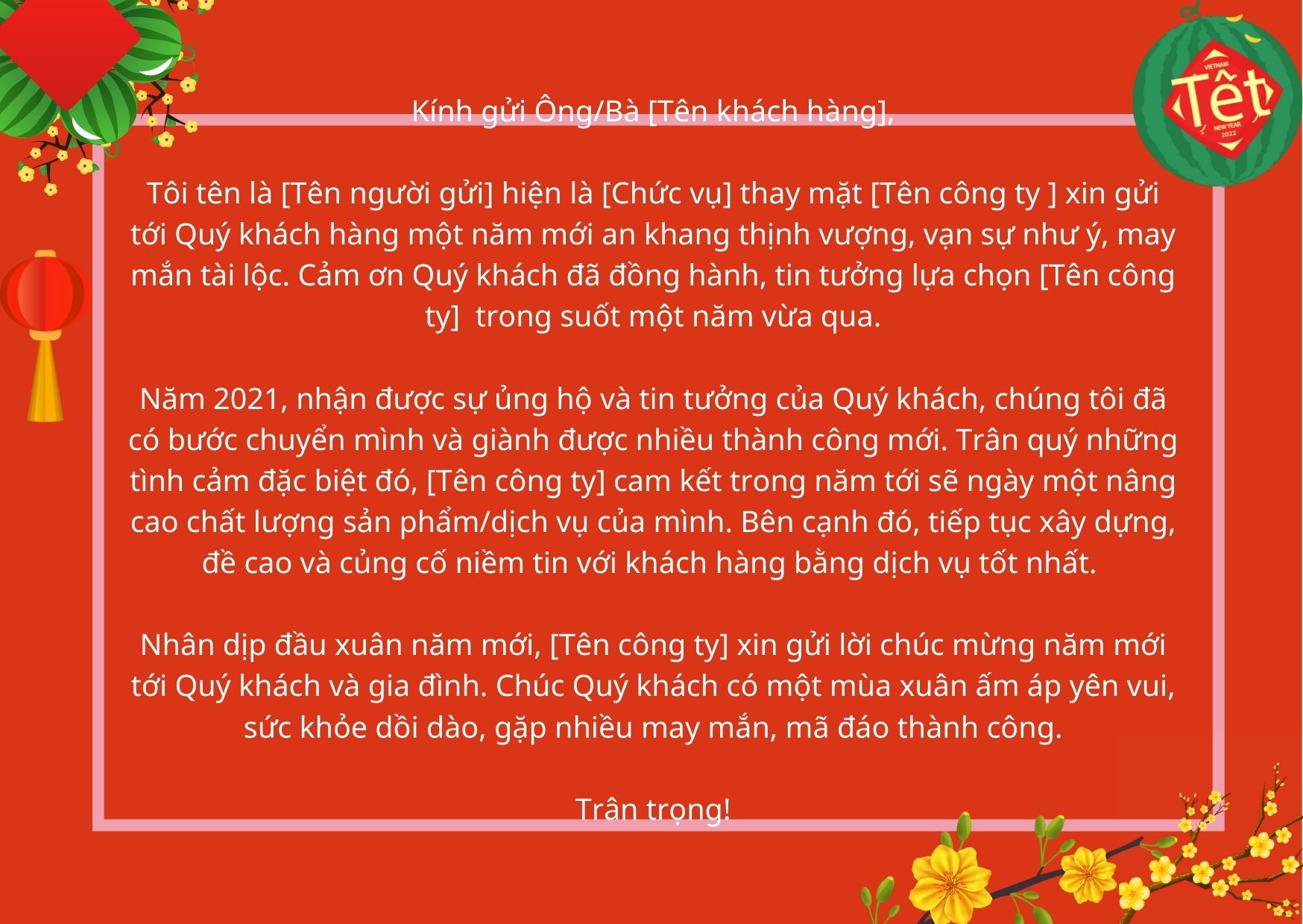 Mẫu email chúc Tết khách hàng hay nhất 