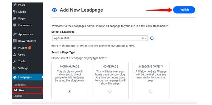 Tạo landing page wordpress bằng Leadpages