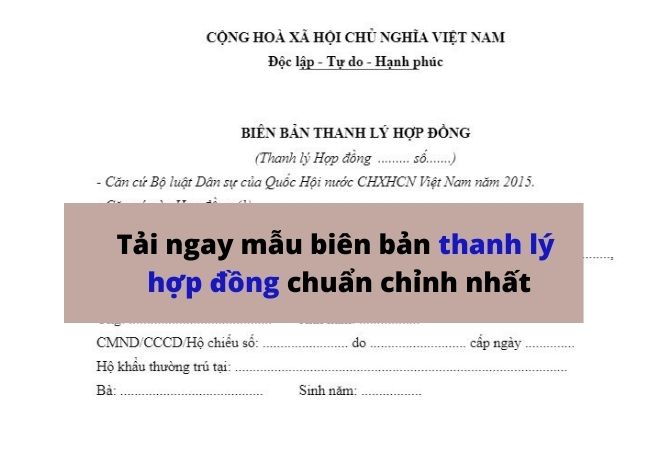 mẫu biên bản thanh lý hợp đồng