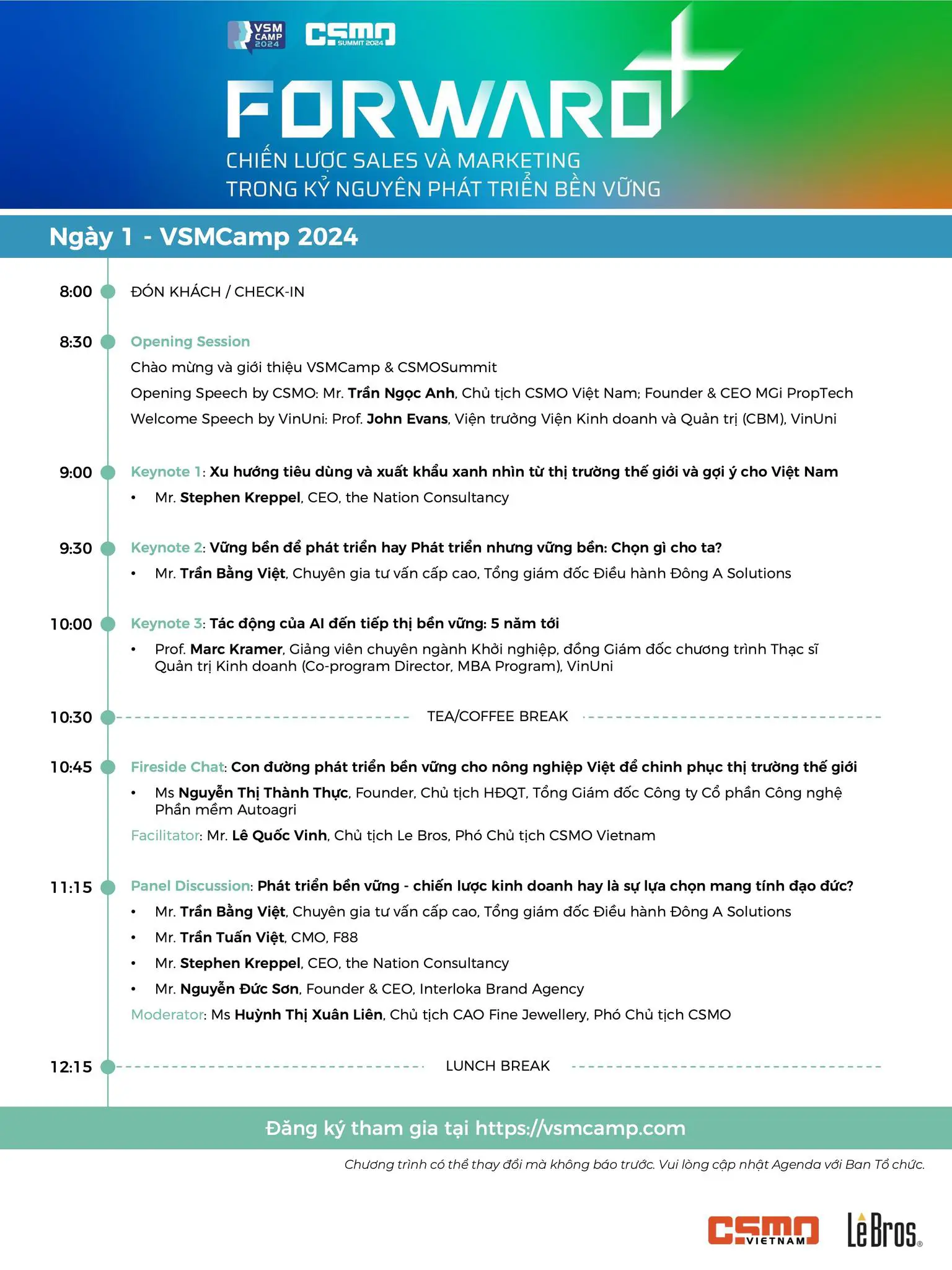 Mẫu Agenda sự kiện