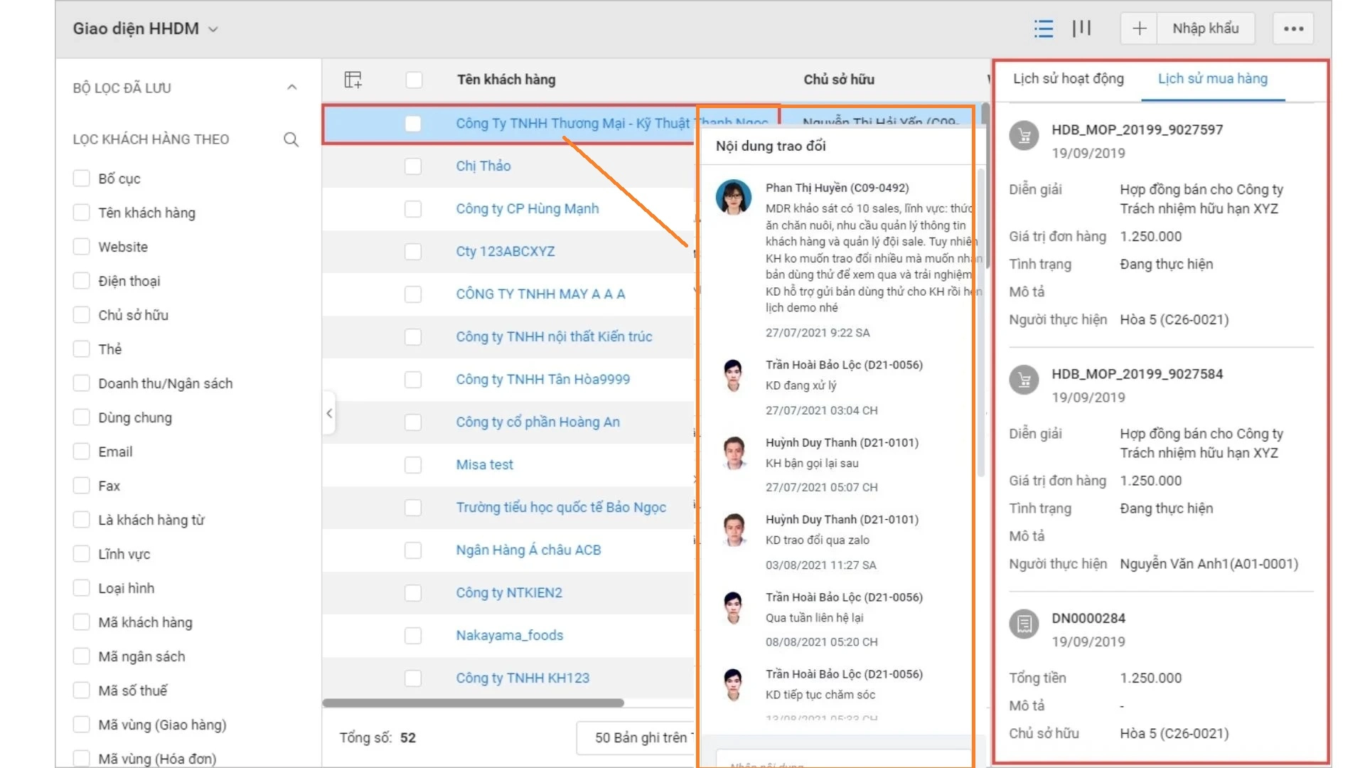 MISA AMIS CRM với chức năng ghi lại toàn bộ lịch sử tương tác với khách hàng