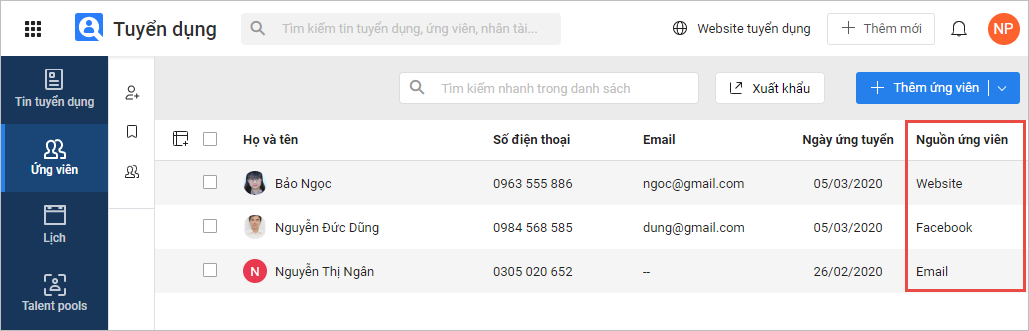 Dễ dàng thu thập ứng viên từ nhiều nguồn khác nhau
