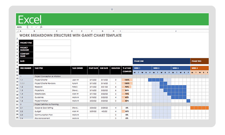 WBS bằng Excel