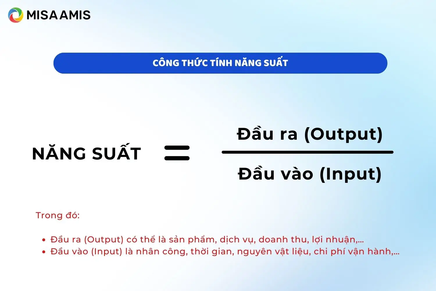 công thức tính năng suất
