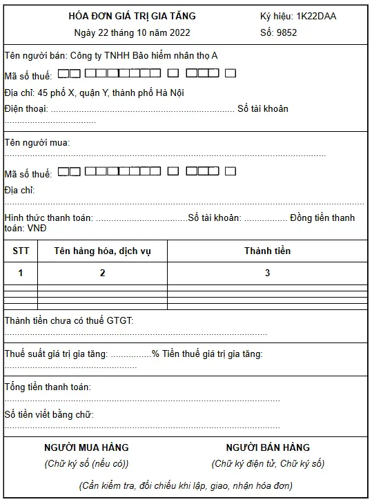 Mẫu hóa đơn GTGT đặc thù