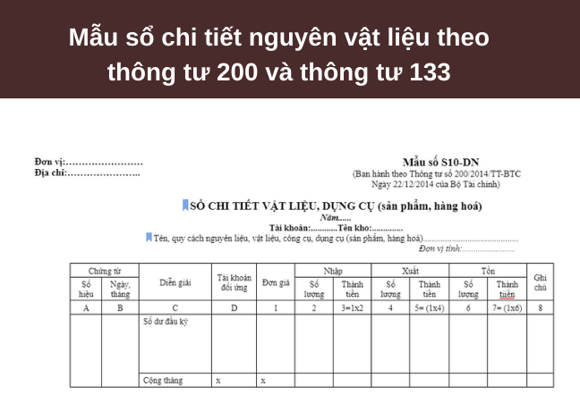 sổ chi tiết nguyên vật liệu