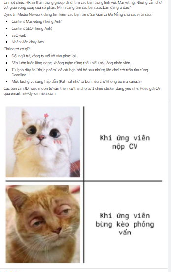 Content tuyển dụng nhiều vị trí 