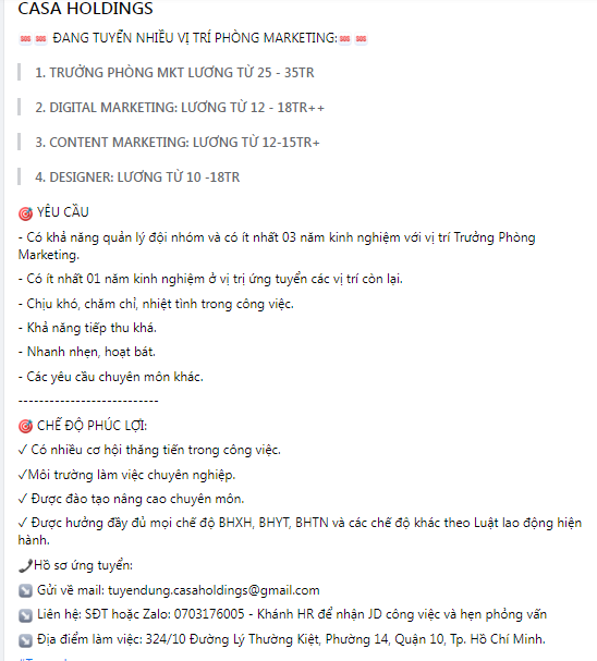 Mẫu bài viết tuyển dụng 1