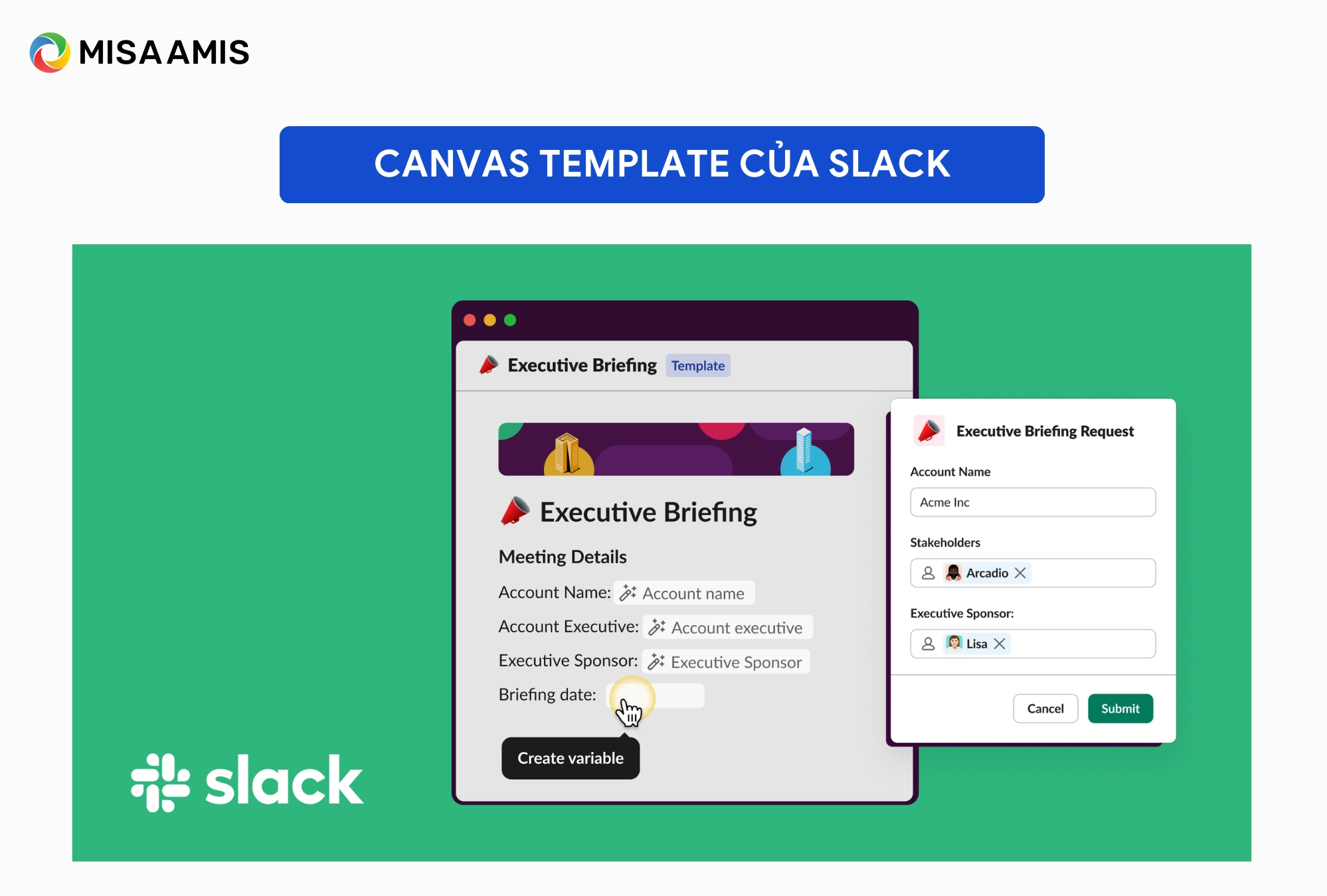 Canvas template của ứng dụng Slack là gì
