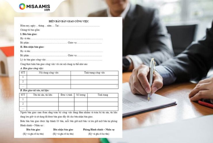 biên bản bàn giao công việc
