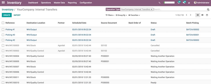 ứng dụng quản lý đơn hàng Odoo