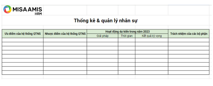 Mẫu kế hoạch thống kê và quản lý nhân sự cơ bản