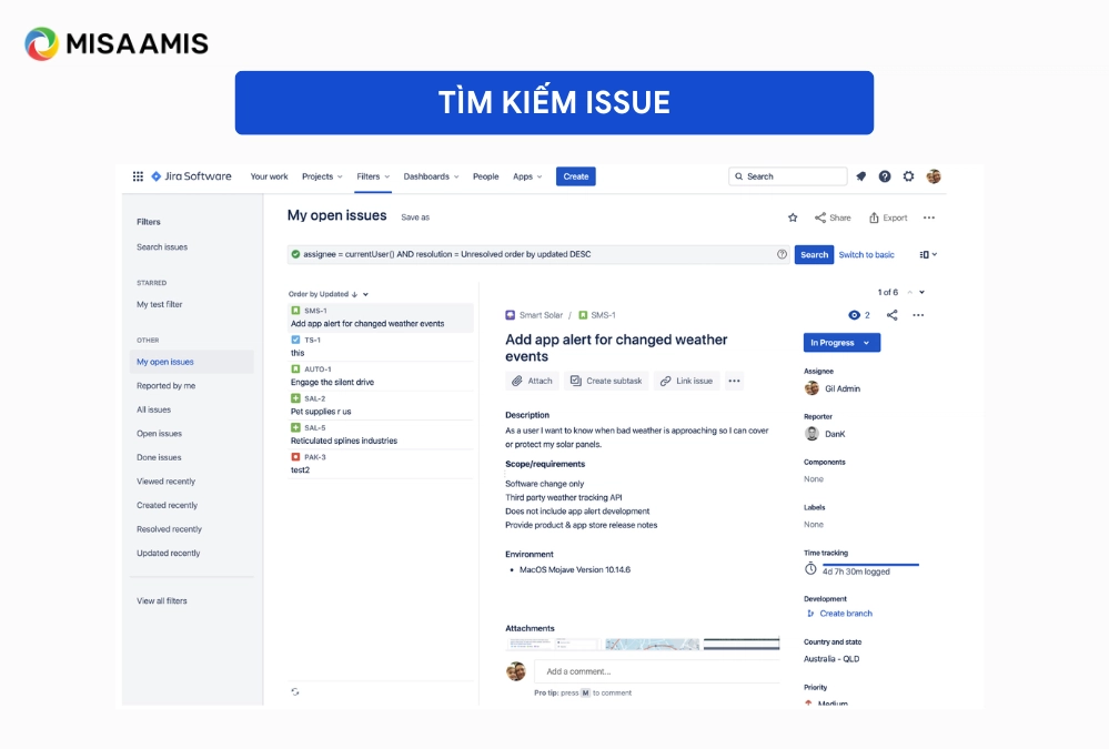 Tìm kiếm issue trong Jira