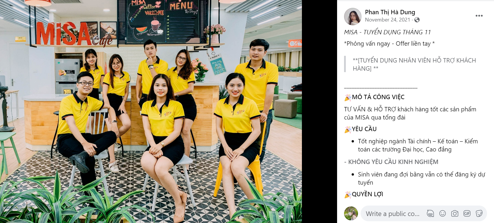 Mẫu đăng tin tuyển dụng trên Facebook