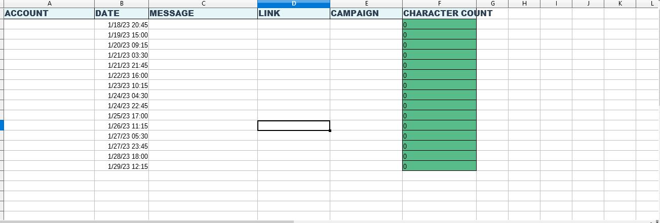 Mẫu conten calendar cần có ngày giờ cụ thể