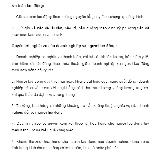 mẫu nội quy công ty