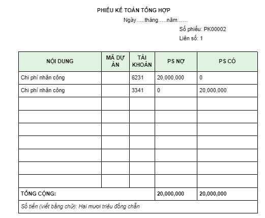 phiếu kế toán