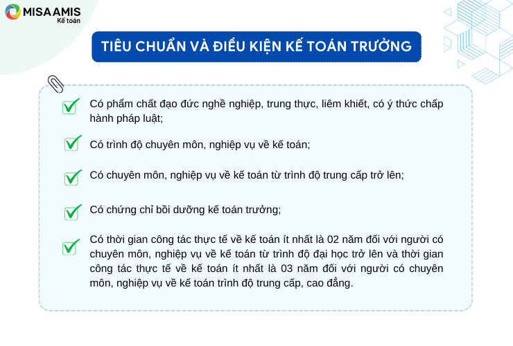 Điều kiện để trở thành kế toán trưởng