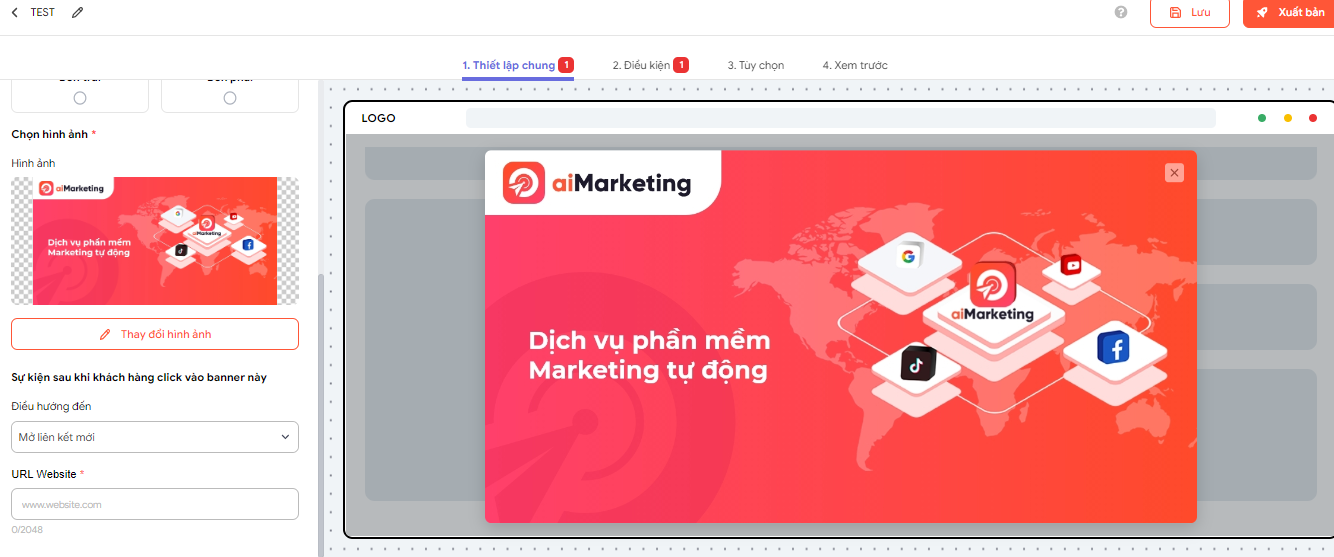 Giao diện phần mềm aiMarketing