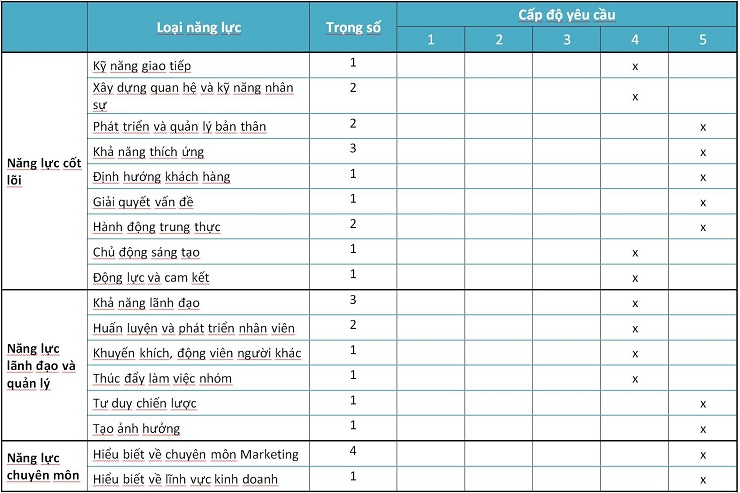 Mẫu khung năng lực lãnh đạo tham khảo