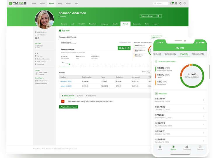 Demo giao diện của phần mềm BambooHR
