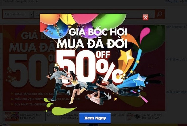 Quảng cáo popup giúp tăng khả năng nhận diện thương hiệu