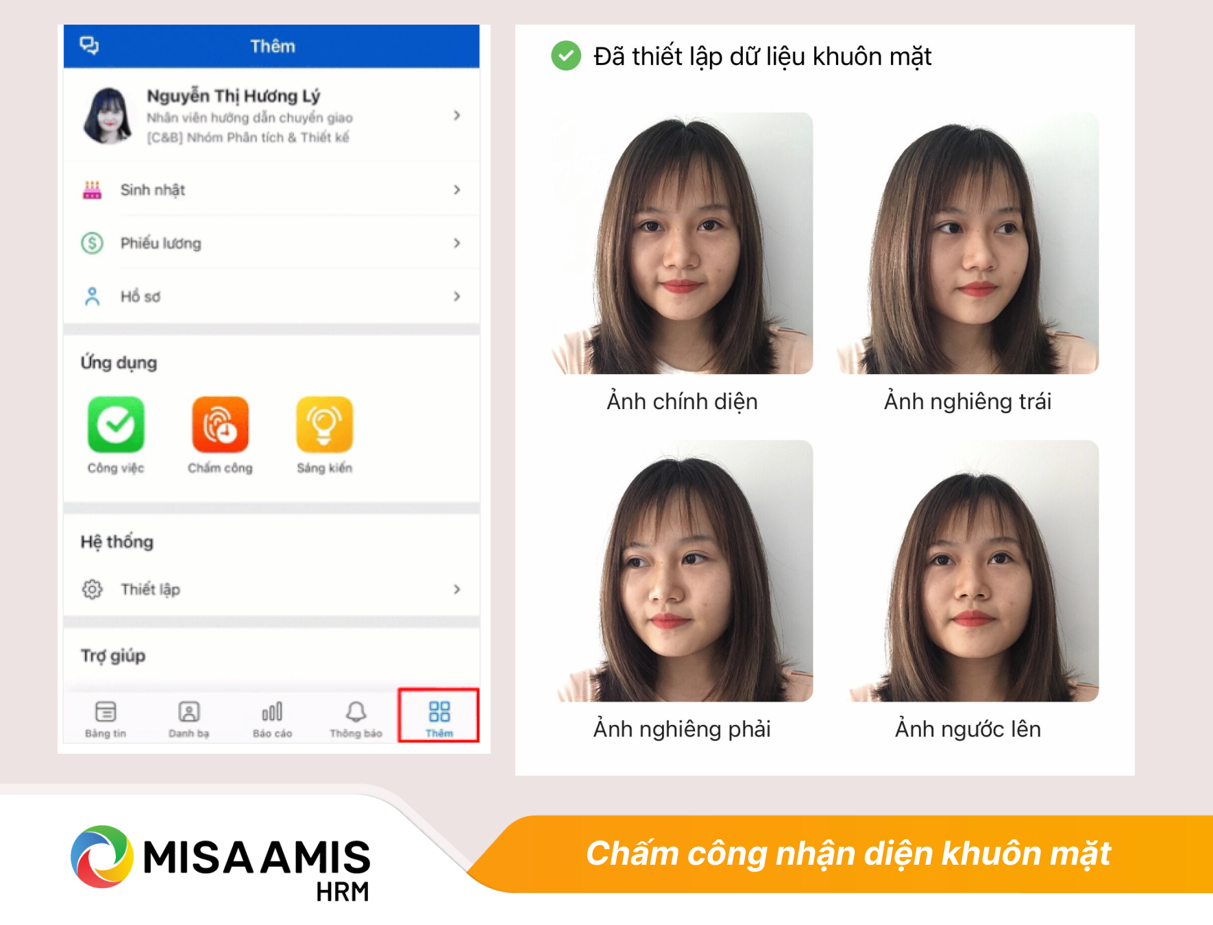 Chấm công bằng khuôn mặt trên MISA AMIS Chấm công