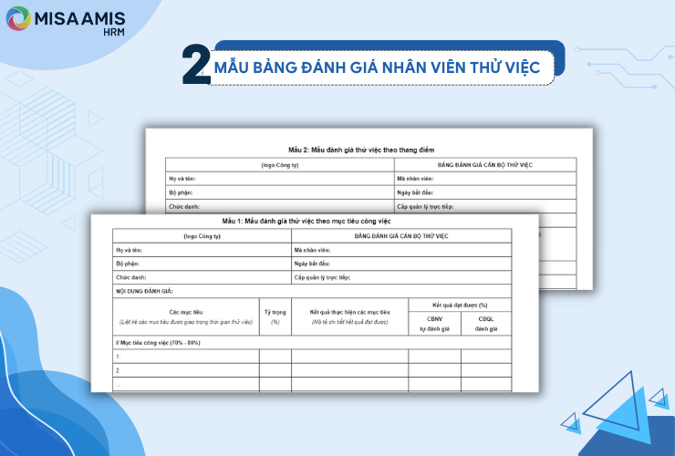 2 mẫu bảng đánh giá nhân viên thử việc