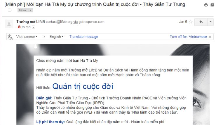 Cá nhân hóa thông tin người nhận là một trong những cách thức dễ thực hiện nhất của Email Marketing
