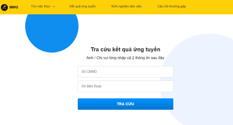Tra cứu kết quả ứng tuyển ngay trên trang website của Thegioididong
