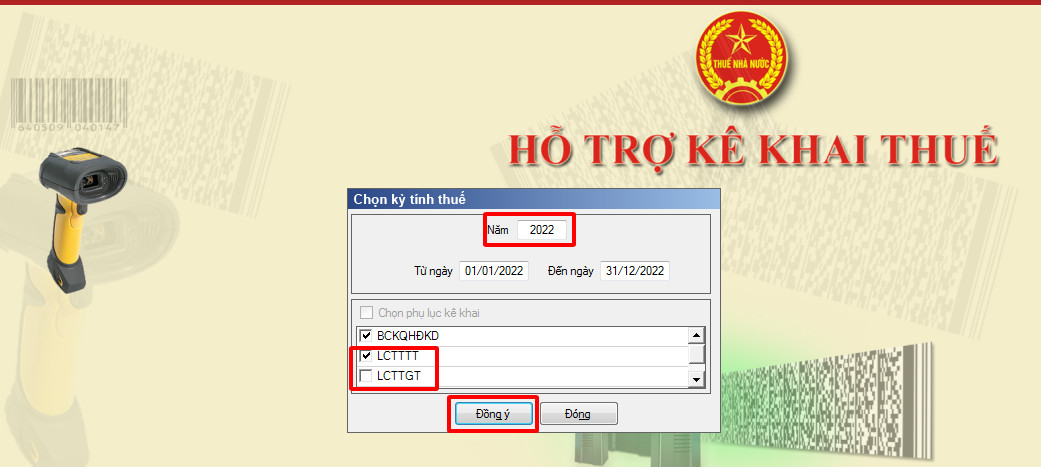 Chọn kỳ kế toán trên HTKK