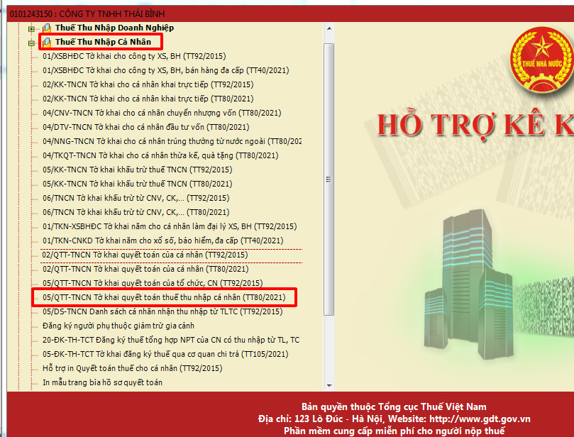 Tạo tờ khai Quyết toán thuế TNCN trên HTKK