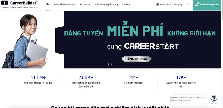 Nhà tuyển dụng có thể đăng tin tuyển dụng lên trang CareerBuilder với bất kỳ vị trí công việc nào